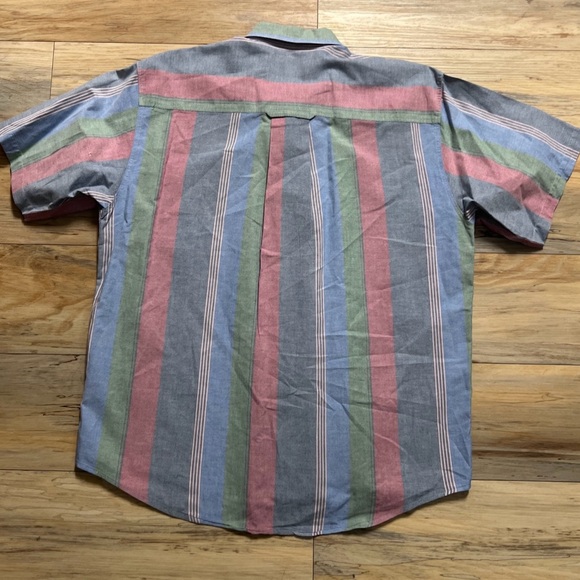 VTG 90’s Men’s Size Large - Dockers - Blue/Pink/Green Striped Button Down Shirt - Picture 4 of 11
